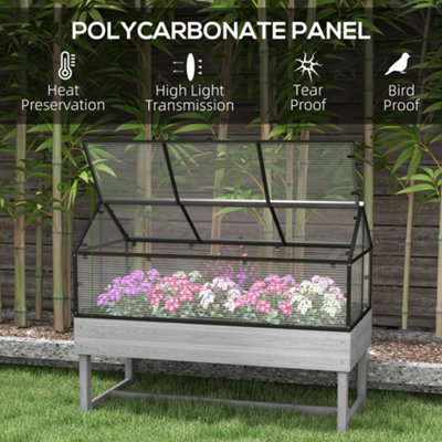 Outsunny Raised Garden Bed with Polycarbonate Panel and Top Vent for Vegetables - 4