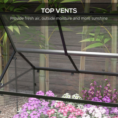 Outsunny Raised Garden Bed with Polycarbonate Panel and Top Vent for Vegetables - 5