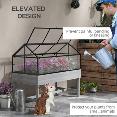 Outsunny Raised Garden Bed with Polycarbonate Panel and Top Vent for Vegetables - 6