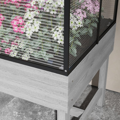 Outsunny Raised Garden Bed with Polycarbonate Panel and Top Vent for Vegetables - 8