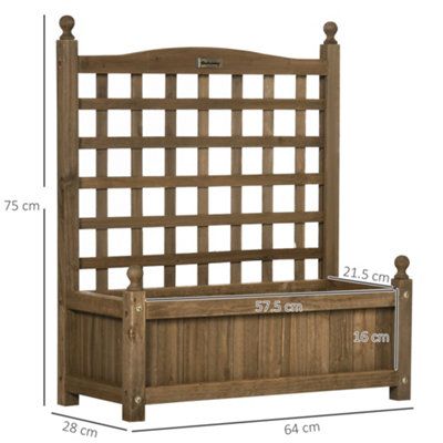 Outsunny Raised Garden Bed with Trellis Garden Planters Indoor Outdoor Brown