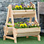 Outsunny Raised Garden Bed Wood Planter Box with Stand for Vegetables Flowers