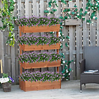 Outsunny Raised Garden Bed Wooden Plant Stand w/ Angle Adjustable Planters
