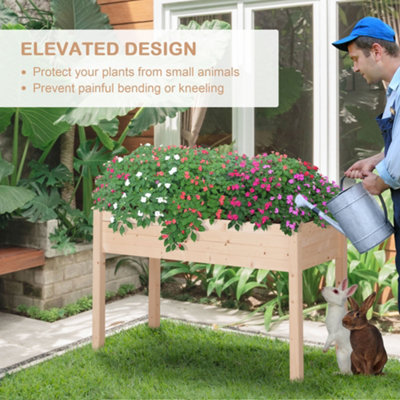 Outsunny Raised Wood Garden Bed Planter Vegetables Grow Flower Herbs Box Kit