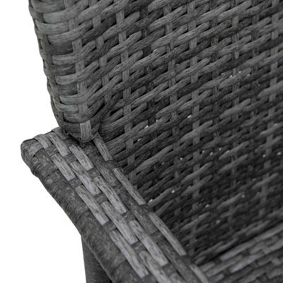 Outsunny Rattan 3PCs Chair Table Bistro Set Patio with Steel Frame Grey - 9