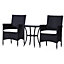Outsunny Rattan Bistro Set Garden Chair Table Patio Outdoor Cushion Conservatory Black