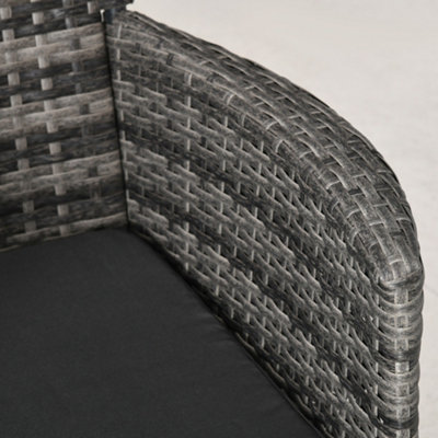 Outsunny Rattan Bistro Set Garden Chair Table Patio Outdoor Cushion Conservatory Mixed Grey - 9