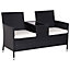 Outsunny Rattan Chair Garden Furniture Patio Companion Love Seat Table Black