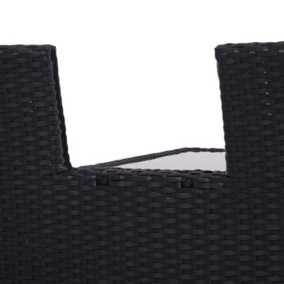 Outsunny Rattan Chair Garden Furniture Patio Companion Love Seat Table Black - 8