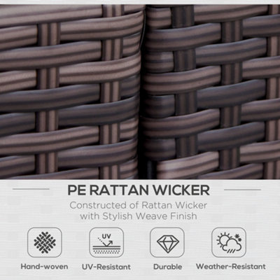 Outsunny Rattan Chair Garden Furniture Patio Companion Love Seat Table Brown - 6