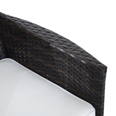 Outsunny Rattan Chair Garden Furniture Patio Companion Love Seat Table Brown - 8