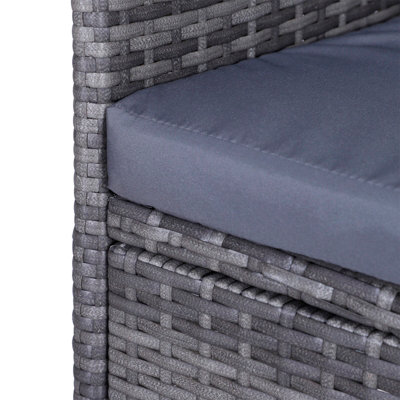 Outsunny Rattan Chair Garden Furniture Patio Companion Love Seat Table Grey - 8