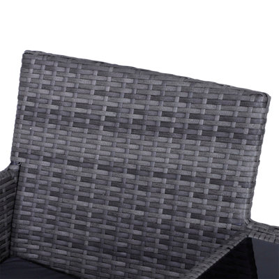 Outsunny Rattan Chair Garden Furniture Patio Companion Love Seat Table Grey - 9