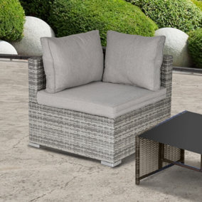 Outsunny Rattan Corner Sofa Garden Furniture Single Chair with Cushion