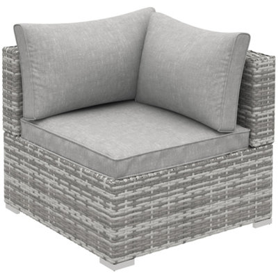 Outsunny Rattan Corner Sofa Garden Furniture Single Chair with Cushion