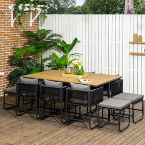 Outsunny Rattan Dining Set, Garden Table & Chair Sets  Space-saving Design