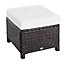 Outsunny Rattan Footstool Wicker Ottoman with Padded Seat for Backyard Garden