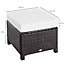 Outsunny Rattan Footstool Wicker Ottoman with Padded Seat for Backyard Garden