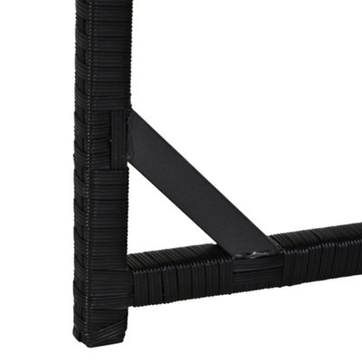 Outsunny Rattan Furniture Set Wicker Weave Patio Dining Table Seat Mixed Black - 9