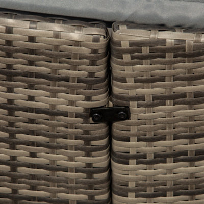 Outsunny Rattan Garden Furniture Cushioned Wicker Round Sofa Bed with Coffee Table Patio Conversation Furniture Set - Grey - 8