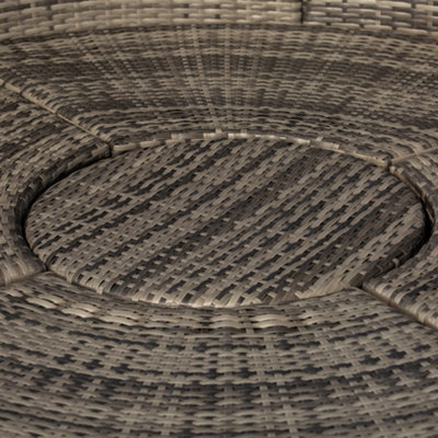 Outsunny Rattan Garden Furniture Cushioned Wicker Round Sofa Bed with Coffee Table Patio Conversation Furniture Set - Grey - 9