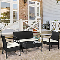 Outsunny Rattan Sofa Set Garden Furniture Outdoor Patio Wicker Weave Chair Table