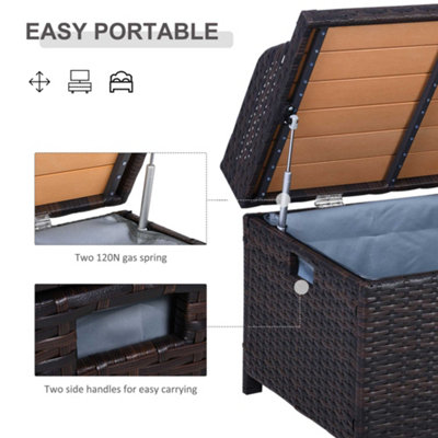 Outsunny Rattan Storage Bench Stool Box Seat Seater Wicker Outdoor Garden Home - 6