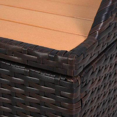 Outsunny Rattan Storage Bench Stool Box Seat Seater Wicker Outdoor Garden Home - 9