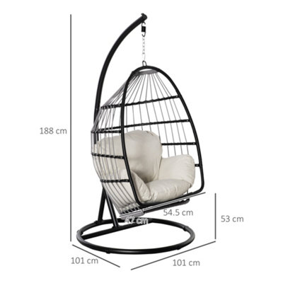 Outsunny Rattan Weave Hanging Egg Chair  Folding Design Indoor & Outdoor Black - 3