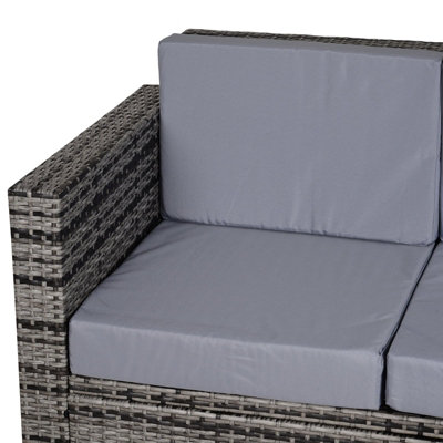 Outsunny Rattan Wicker 2-seat Sofa Loveseat Padded Garden Furniture All Weather Grey - 9