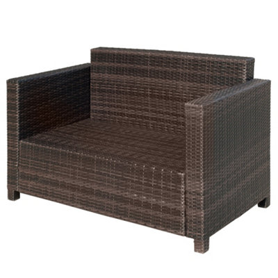 Outsunny Rattan Wicker 2-seat Sofa Loveseat Padded Garden Furniture Brown - 8