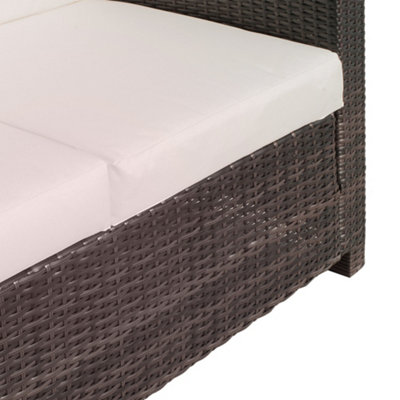 Outsunny Rattan Wicker 2-seat Sofa Loveseat Padded Garden Furniture Brown - 9