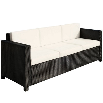 Outsunny Rattan Wicker 3-seater Sofa Chair Outdoor Patio Furniture with Cushions Black