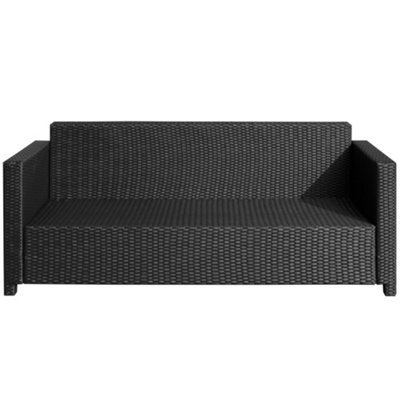 Outsunny Rattan Wicker 3-seater Sofa Chair Outdoor Patio Furniture with Cushions Black - 7