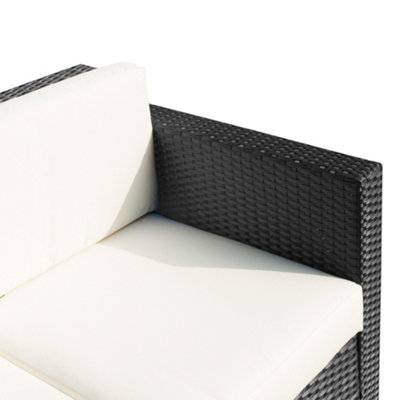 Outsunny Rattan Wicker 3-seater Sofa Chair Outdoor Patio Furniture with Cushions Black - 9