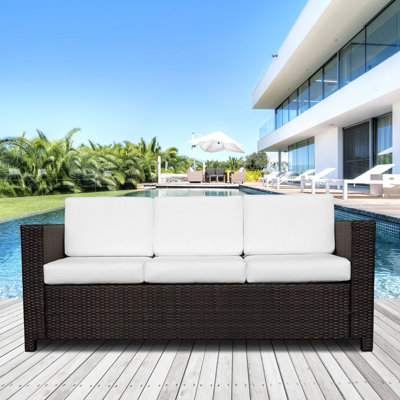 3 seater brown on sale rattan sofa