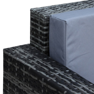 Outsunny Rattan Wicker 3-seater Sofa Chair Outdoor Patio Furniture with Cushions Mixed Grey - 8