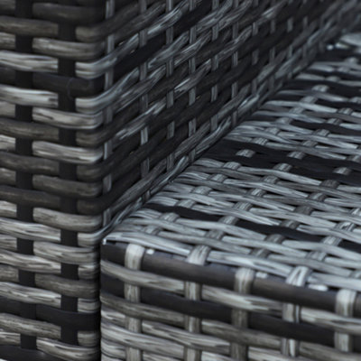 Outsunny Rattan Wicker 3-seater Sofa Chair Outdoor Patio Furniture with Cushions Mixed Grey - 9