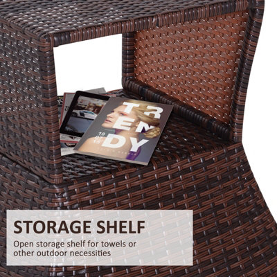 Outsunny Rattan Wicker Coffee Table w/ Umbrella Hole and Storage Space - 5