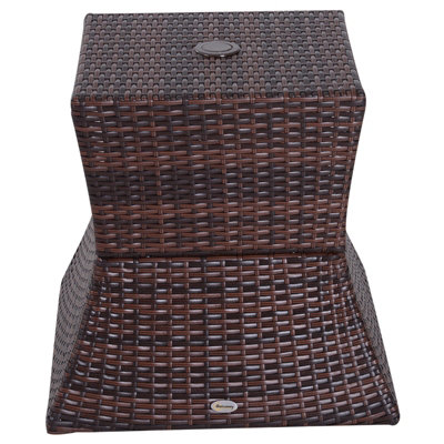 Outsunny Rattan Wicker Coffee Table w/ Umbrella Hole and Storage Space - 7