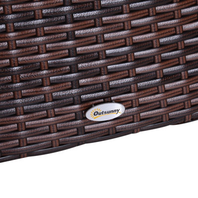 Outsunny Rattan Wicker Coffee Table w/ Umbrella Hole and Storage Space - 9