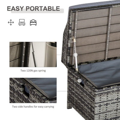 Outsunny Rattan Wicker Storage Basket Box Bench Seat Furniture w/ Cushion