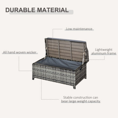 Outsunny Rattan Wicker Storage Basket Box Bench Seat Furniture w/ Cushion