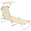Outsunny Reclining Chair Sun Lounger Folding Lounger Seat with Sun Shade Awning Beach Garden Outdoor Patio Recliner Adjustable