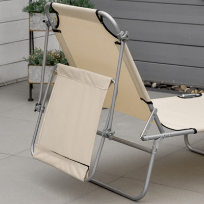 Outsunny Reclining Chair Sun Lounger Folding Lounger Seat with Sun Shade Awning Beach Garden Outdoor Patio Recliner Adjustable - 8