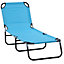 Outsunny Reclining Lawn Chaise Lounge Folding Chair Adjustable Backrest, Blue