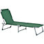 Outsunny Reclining Sun Lounger Chair Folding Camping Bed with 4-Position Adjustable Backrest, Green