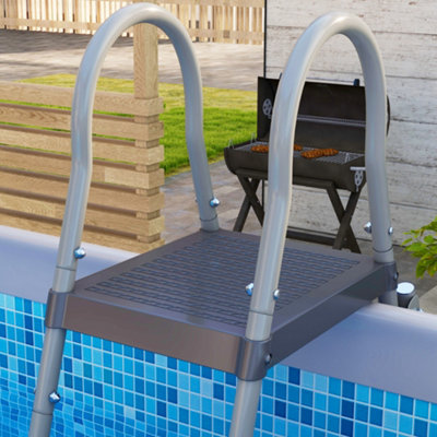 Outsunny Rectangle Above Ground Swimming Pool with Pump and Ladder, Blue