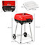 Outsunny Red Charcoal Trolley BBQ Garden Barbecue Cooker Grill  Wheel