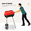 Outsunny Red Charcoal Trolley BBQ Garden Barbecue Cooker Grill  Wheel